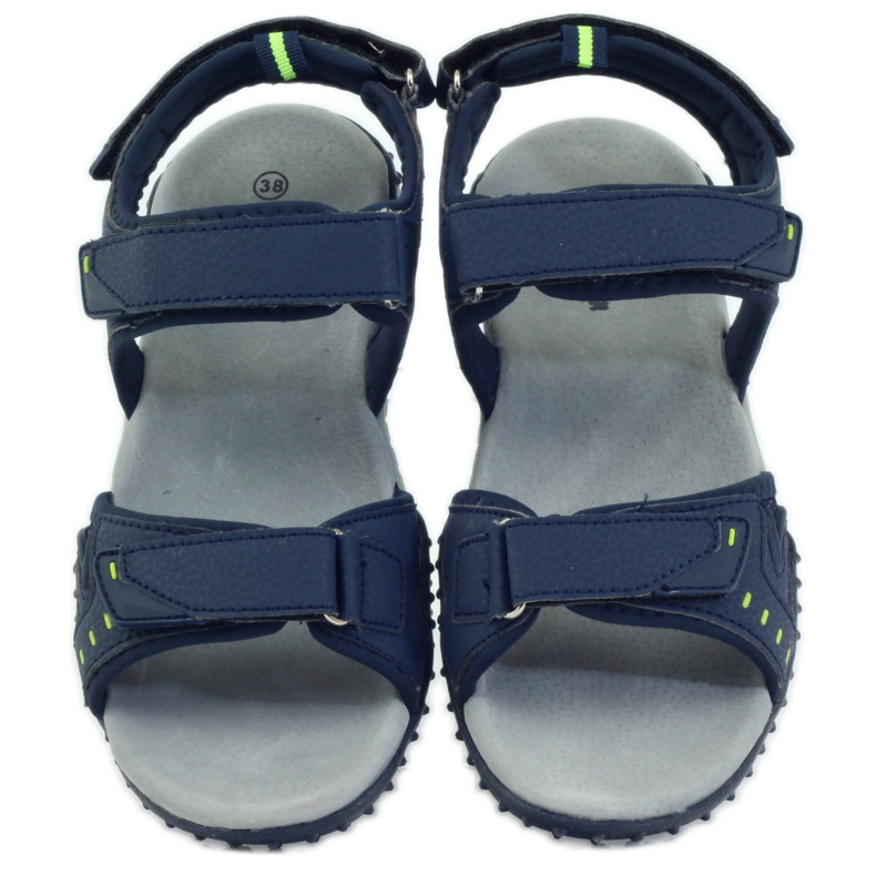 American Club Sandálias com inserção de couro americano 1715 azul marinho 4