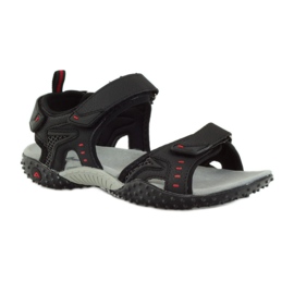 American Club Sandálias com inserção de couro americano 1715 preto 1