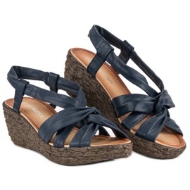 Sandálias de cunha azul 1