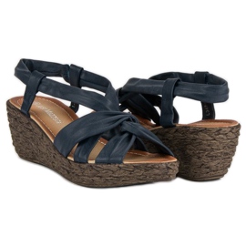 Sandálias de cunha azul 2