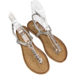 Comer sandálias prateadas claras cinza 2