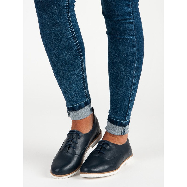 Sapato de couro azul marinho Mazaro 1