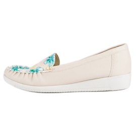 Tullo Mocassins bege com flores 1
