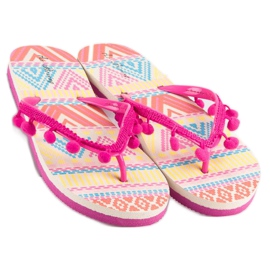 Ax Boxing Chinelos com pompons rosa 1