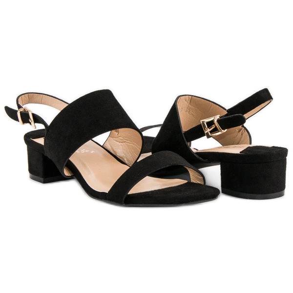 Fama Sandálias de salto baixo preto 1