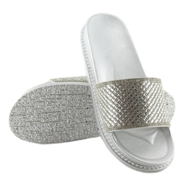 Chinelos de prata com zircônias cúbicas 966 Prata cinza 2
