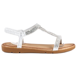 Fama Sandália rasa com zircônias cúbicas cinza 1 Fama Sandália rasa com zircônias cúbicas cinza 1