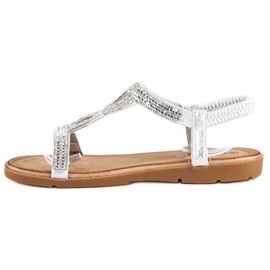 Fama Sandália rasa com zircônias cúbicas cinza 2 Fama Sandália rasa com zircônias cúbicas cinza 2