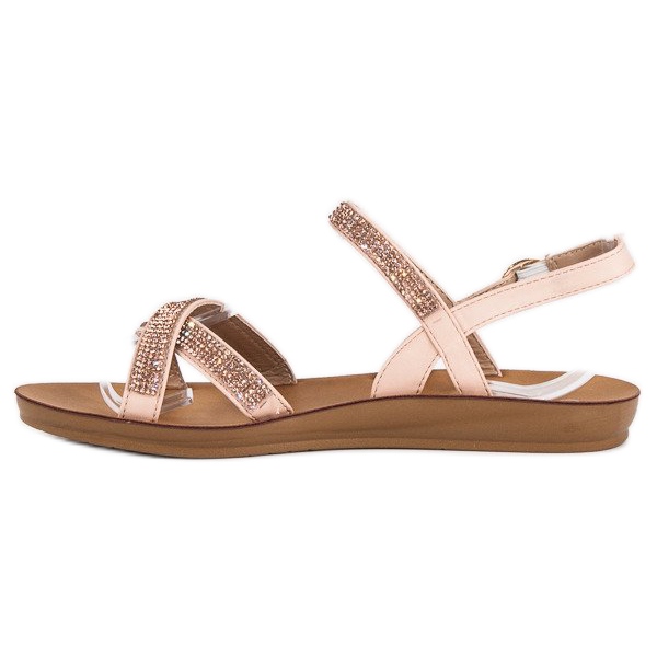 American Club Sandálias com enfeites americanos rosa 1