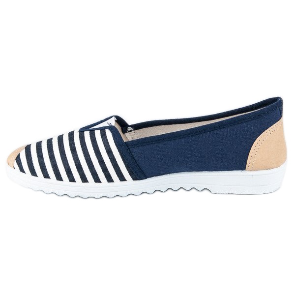 Sapatilhas listradas azuis branco marrom azul-marinho 1