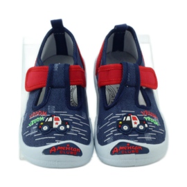 American Club Palmilha de couro de tênis infantil americano vermelho azul marinho 4