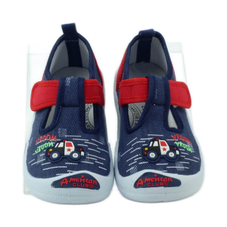 American Club Palmilha de couro de tênis infantil americano vermelho azul marinho 4