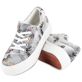 Kylie Tênis de veludo na plataforma cinza 1