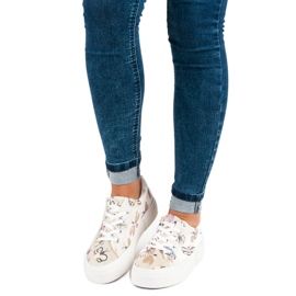 Kylie Tênis de veludo na plataforma bege 1