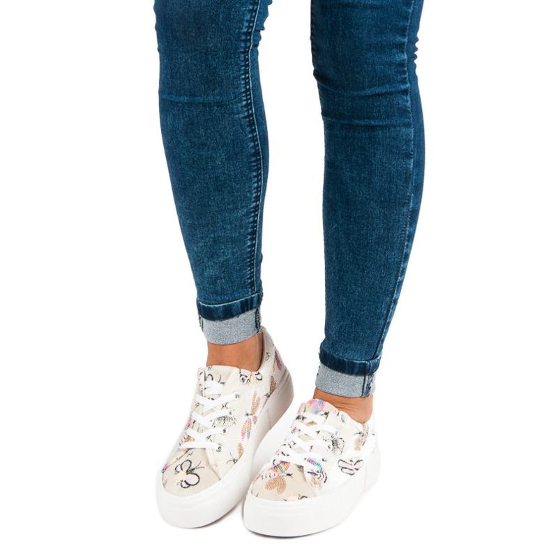 Kylie Tênis de veludo na plataforma bege 1