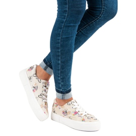 Kylie Tênis de veludo na plataforma bege 2