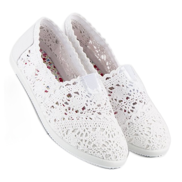 Bailarinas de renda branca branco 1