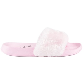 Chinelos rosa com pelo 1