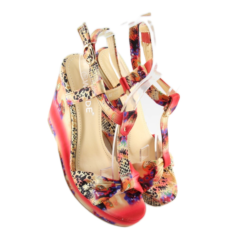 Sandálias de cunha de cetim 903 vermelho 1