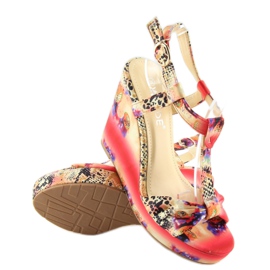 Sandálias de cunha de cetim 903 vermelho 2