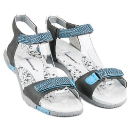 Hasby sandálias planas de velcro cinza 2