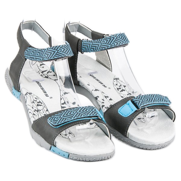 Hasby sandálias planas de velcro cinza 2