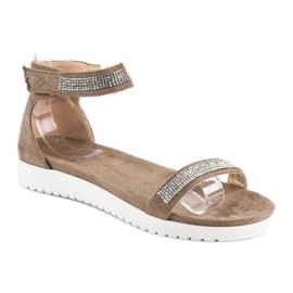 Evento elegantes sandálias de velcro castanho 1