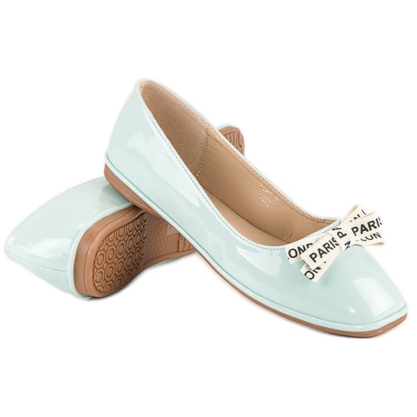 Ideal Shoes bailarinas lacadas a menta verde 2