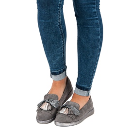 Bestelle Mocassim de camurça com franjas cinza 1