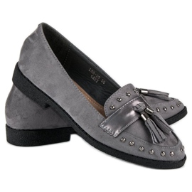 Mocassins com franjas cinza 2