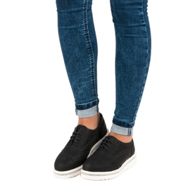 Ideal Shoes sapatos pretos com cadarço 1