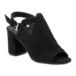 Sandálias a céu aberto com cabedal preto 1