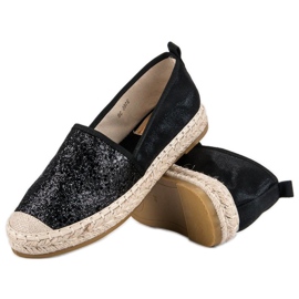 Coura Alpargatas pretas com glitter preto 2