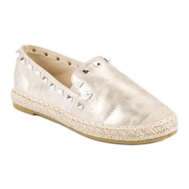 Forever Folie Alpargatas douradas com tachas dourado 1