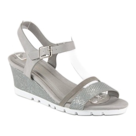 Ideal Shoes sandálias de cunha cinza 2