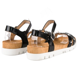 Forever Folie Sandália preta com strass preto 1