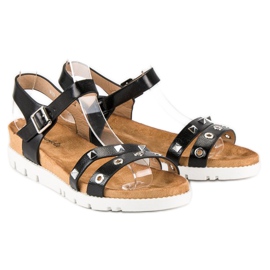 Forever Folie Sandália preta com strass preto 2