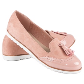 Super Me Mocassins rosa com franjas 2 Super Me Mocassins rosa com franjas 2