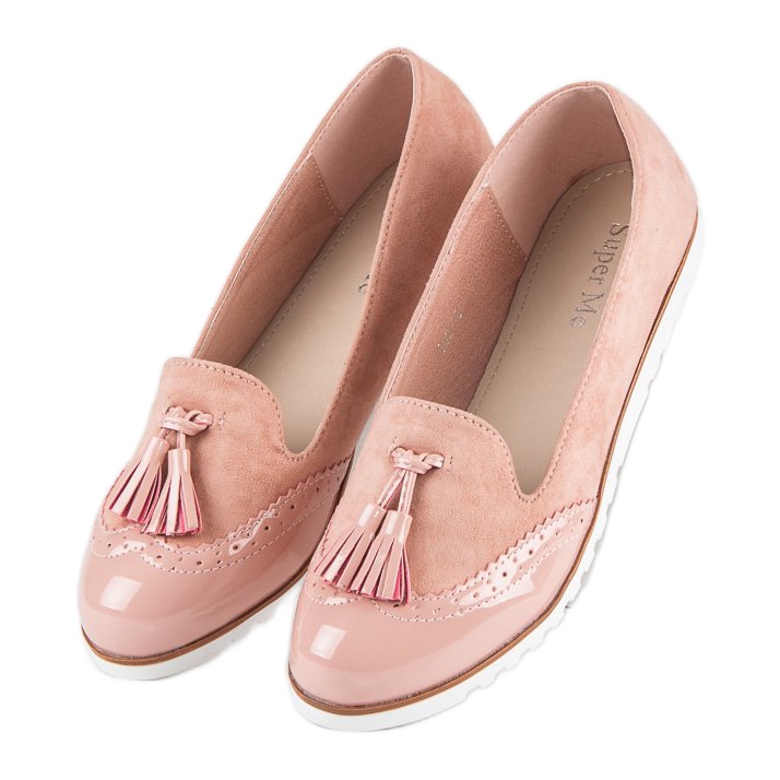 Super Me Mocassins rosa com franjas 1 Super Me Mocassins rosa com franjas 1