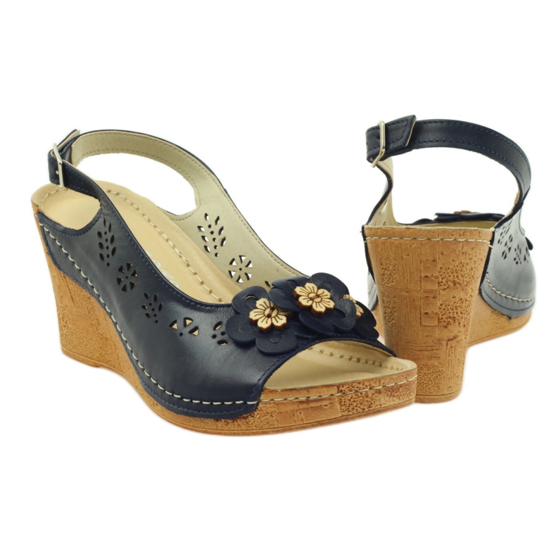 Sandálias de cunha Gregors 648 azul marinho 3