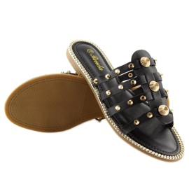 Chinelos pretos com tachas 99-41 Preto 1