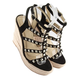 Alpercatas pretas em cunha 3811-17 Preto 2