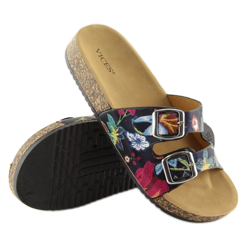 Chinelos de sola de cortiça preta 6231 preto 1