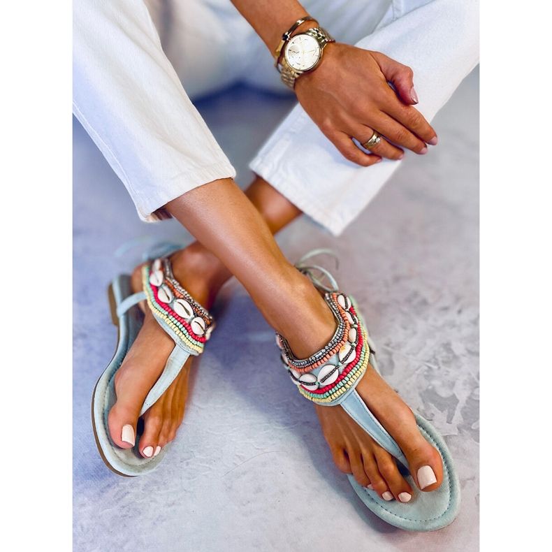 BM Sandálias com contas azuis 8241 L.BLUE azul 2