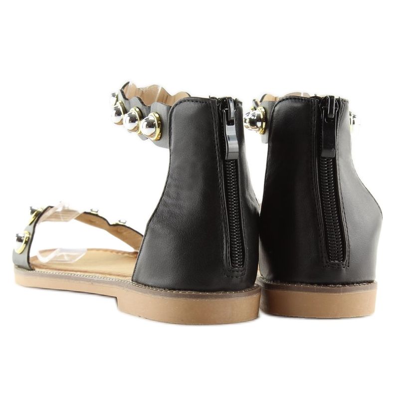 Sandálias pretas VS-376 pretas no tornozelo preto 2