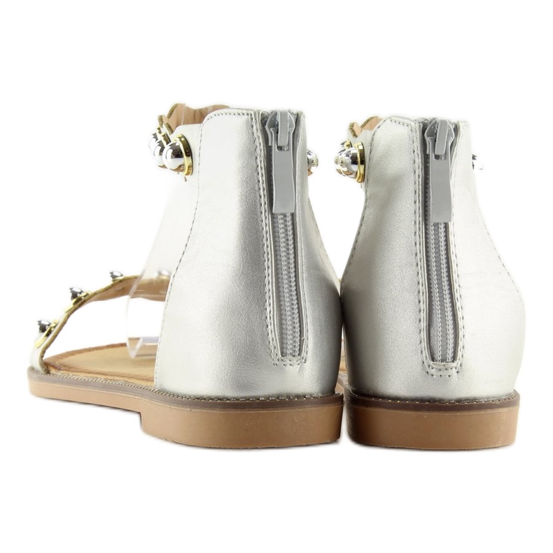 Sandálias prateadas com fecho no tornozelo VS-376 Silver cinza 2
