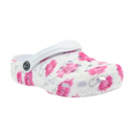American Club chinelos infantis americanos kroks flores branco cinza rosa 1