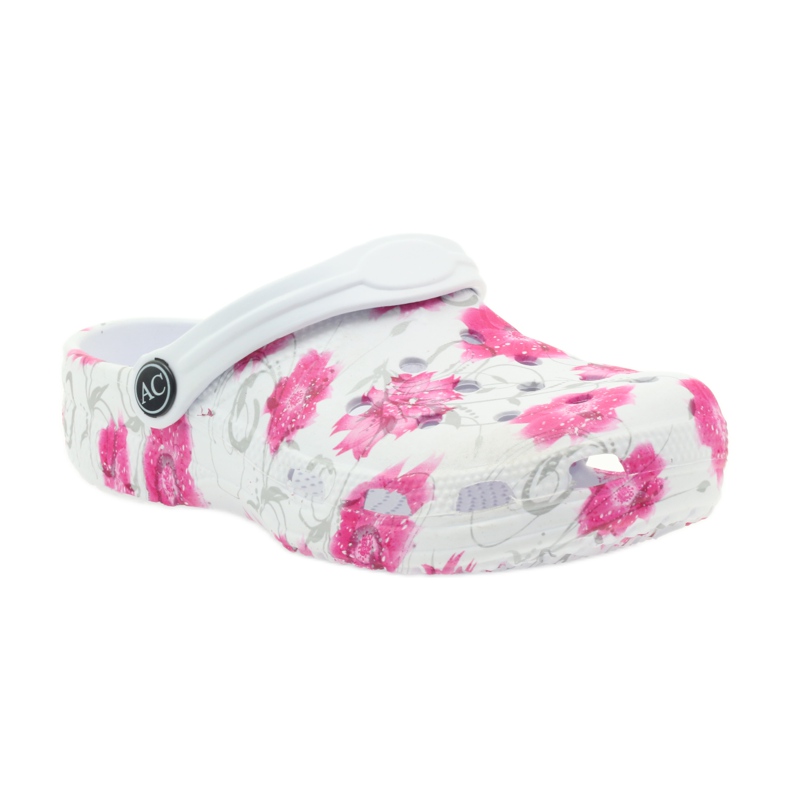 American Club chinelos infantis americanos kroks flores branco cinza rosa 1