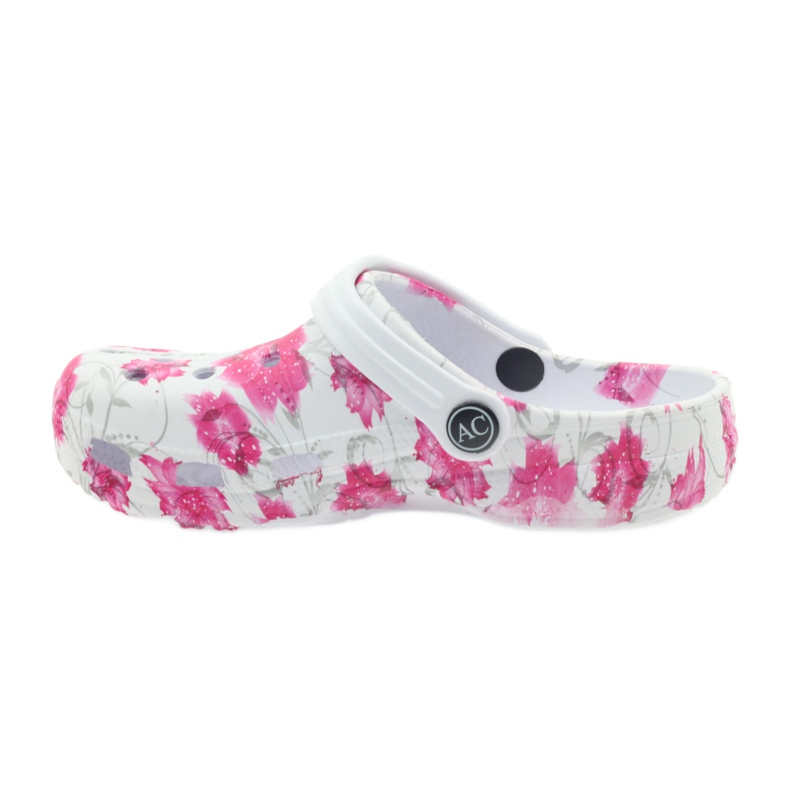 American Club chinelos infantis americanos kroks flores branco cinza rosa 2