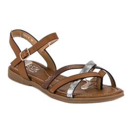 Small Swan Sandálias Marrom Clássicas castanho cinza 1